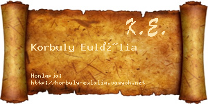 Korbuly Eulália névjegykártya